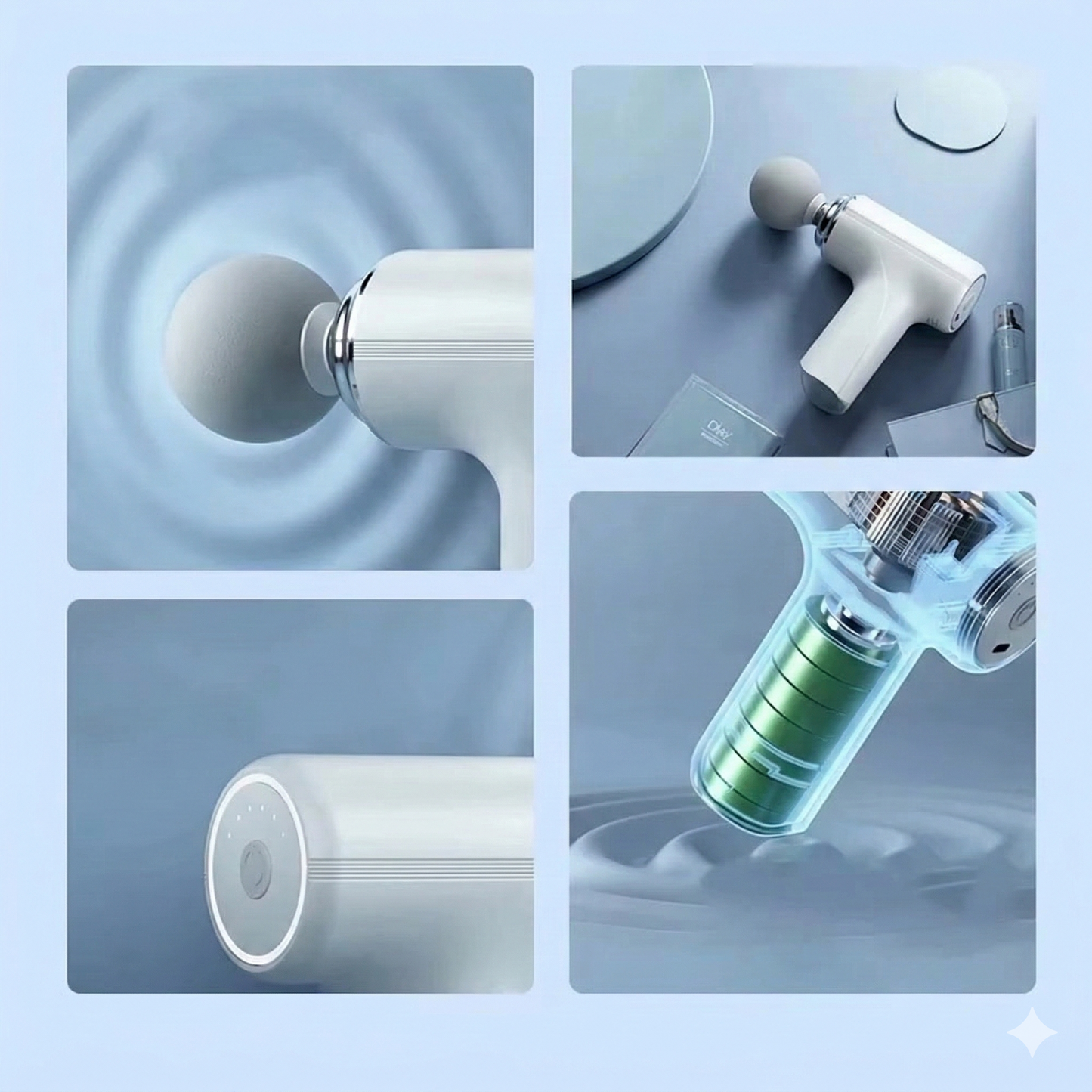 Pistolet de Massage Électrique – Relaxation Musculaire avec 4 Têtes