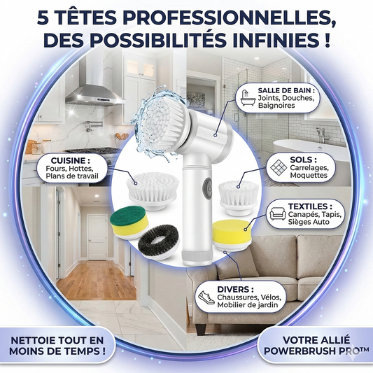 Brosse Électrique de Nettoyage Sans Fil – 5 Têtes Interchangeables