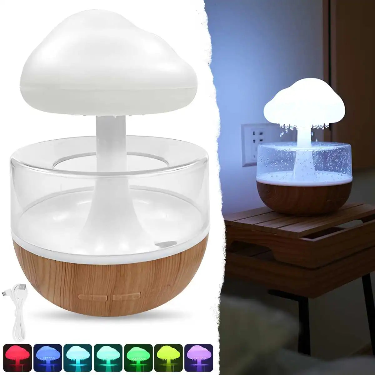 Humidificateur Nuage de Pluie – Diffuseur d’Huiles Essentielles & Lampe d’Ambiance
